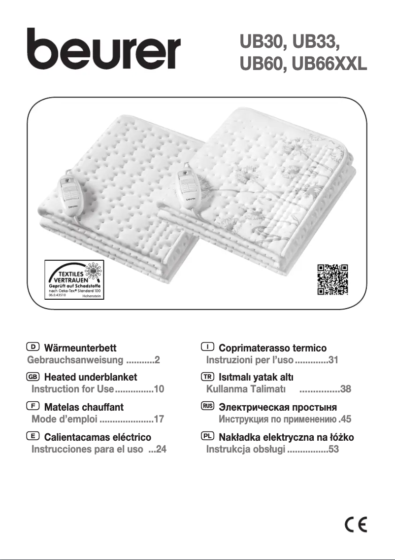 Page 1 de la notice Manuel utilisateur Beurer UB30