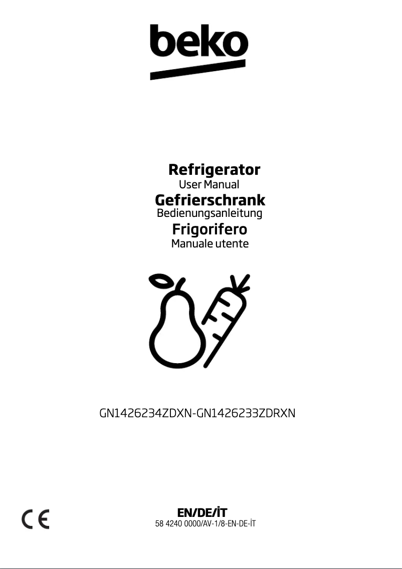 Page 1 de la notice Manuel utilisateur Beko GN1426234ZDXN