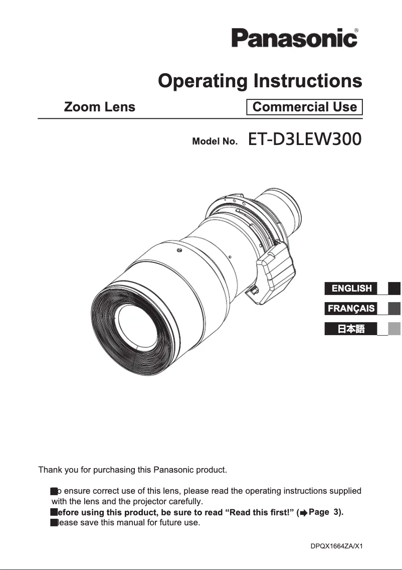 First page image of the manual for ET-D3LEW300