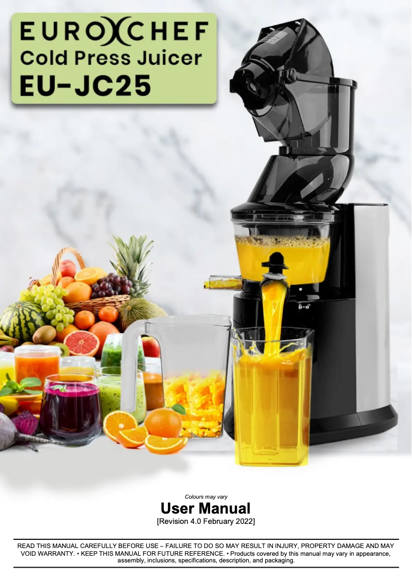 Page n°1 - Manuel utilisateur Eurochef EU-JC25