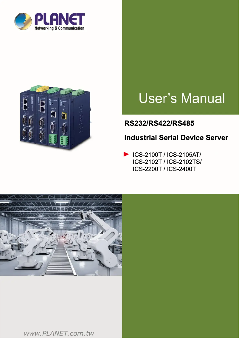 Page 1 de la notice Manuel utilisateur Planet ICS-2102T