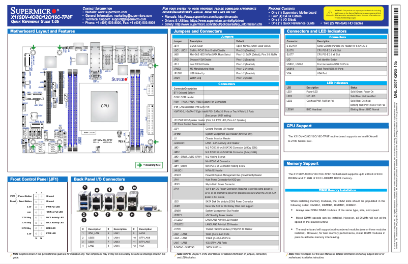 Image de la première page du manuel de l'appareil X11SDV-12C-TP8F