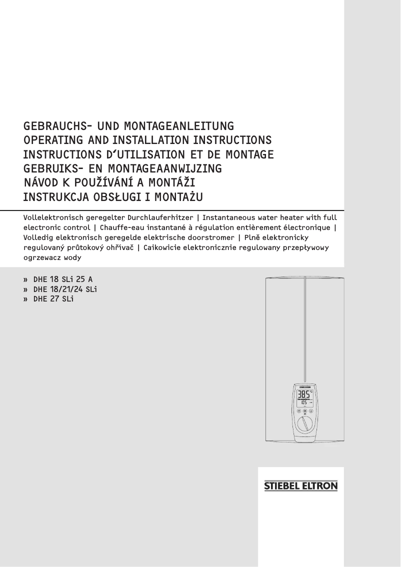 Page n°1 - Manuel utilisateur Stiebel Eltron DHE 21 SLi