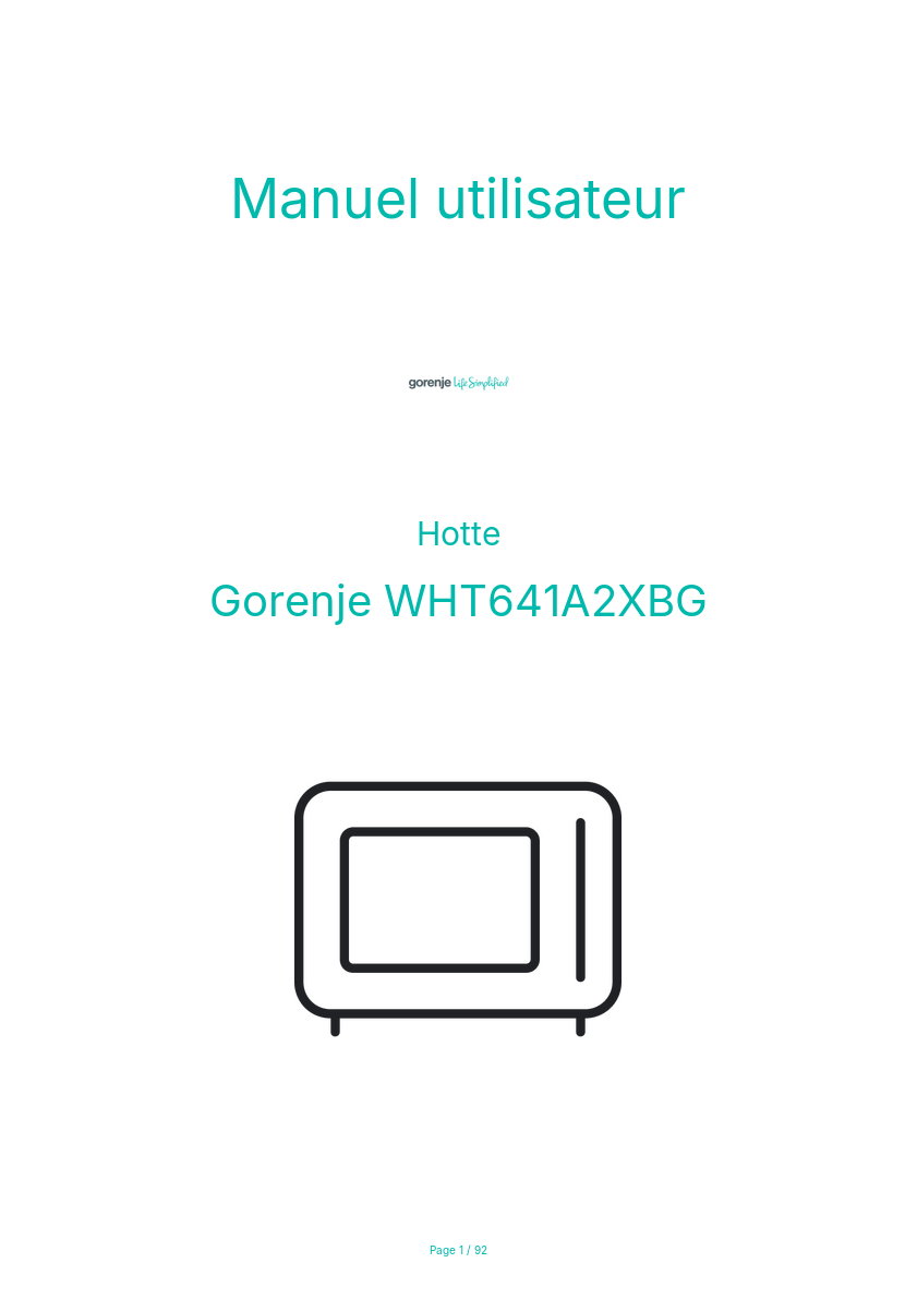 Page n°1 - Manuel utilisateur Gorenje WHT641A2XBG
