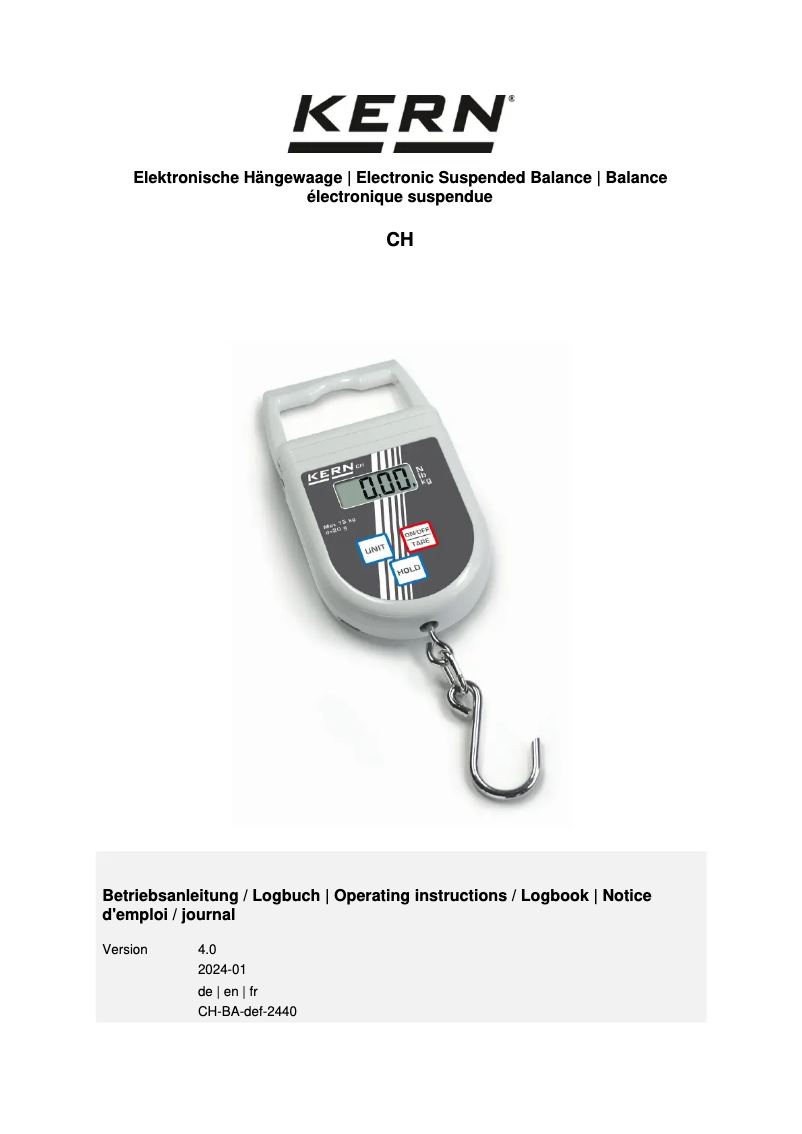 Page 1 de la notice Manuel utilisateur Kern CH 50K100