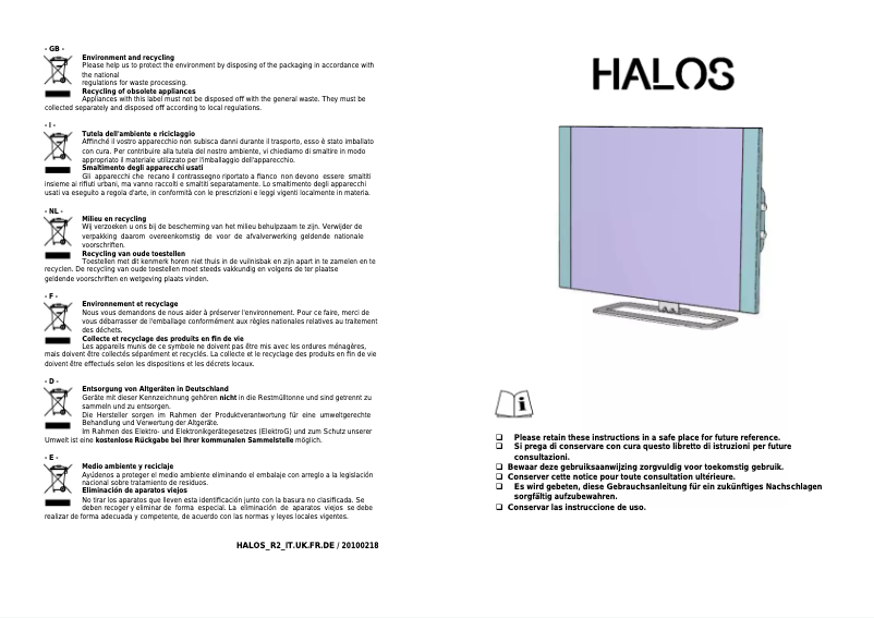 Image de la première page du manuel de l'appareil Halos 15