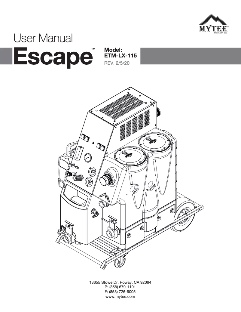 Page n°1 - Manuel utilisateur Mytee Escape ETM-LX-115