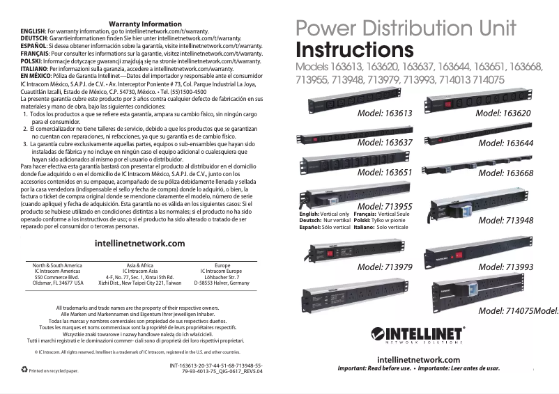 Page 1 de la notice Manuel utilisateur Intellinet 713948