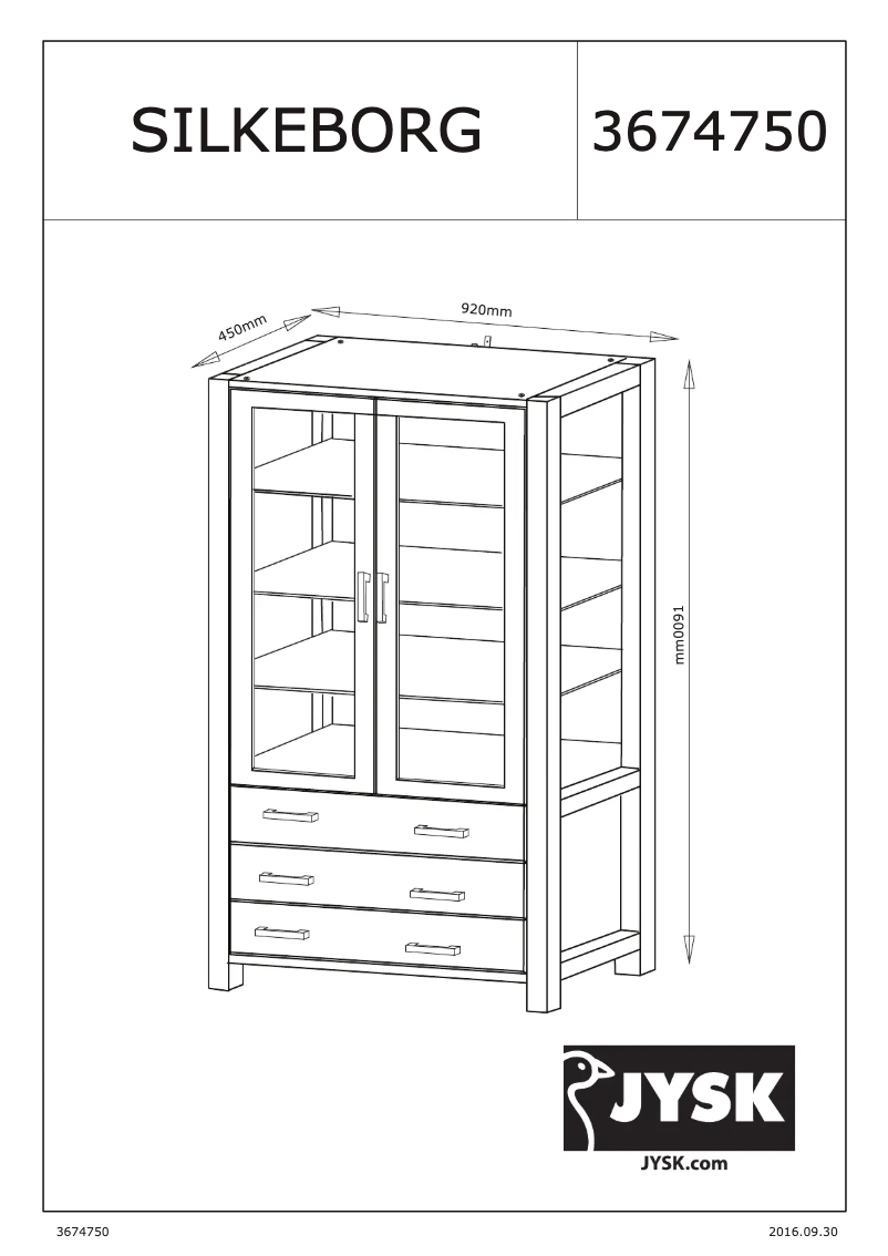 Page 1 de la notice Manuel utilisateur JYSK Silkeborg (92x190x45)