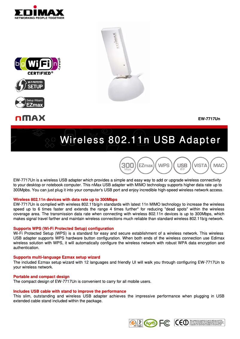 Imagen de la primera página del manual del dispositivo EW-7717Un