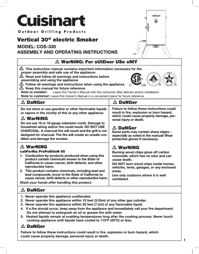 Page 1 de la notice Manuel utilisateur Cuisinart COS-330
