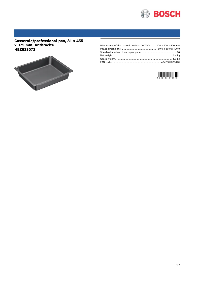 Página 1 del manual Ficha técnica Bosch Serie 8 HEZ633073