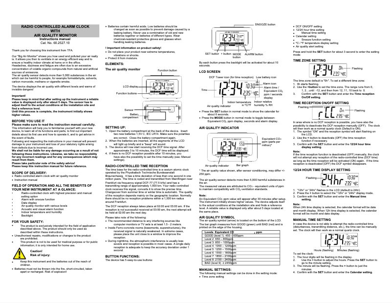 Page 1 de la notice Manuel utilisateur TFA 60.2527.10