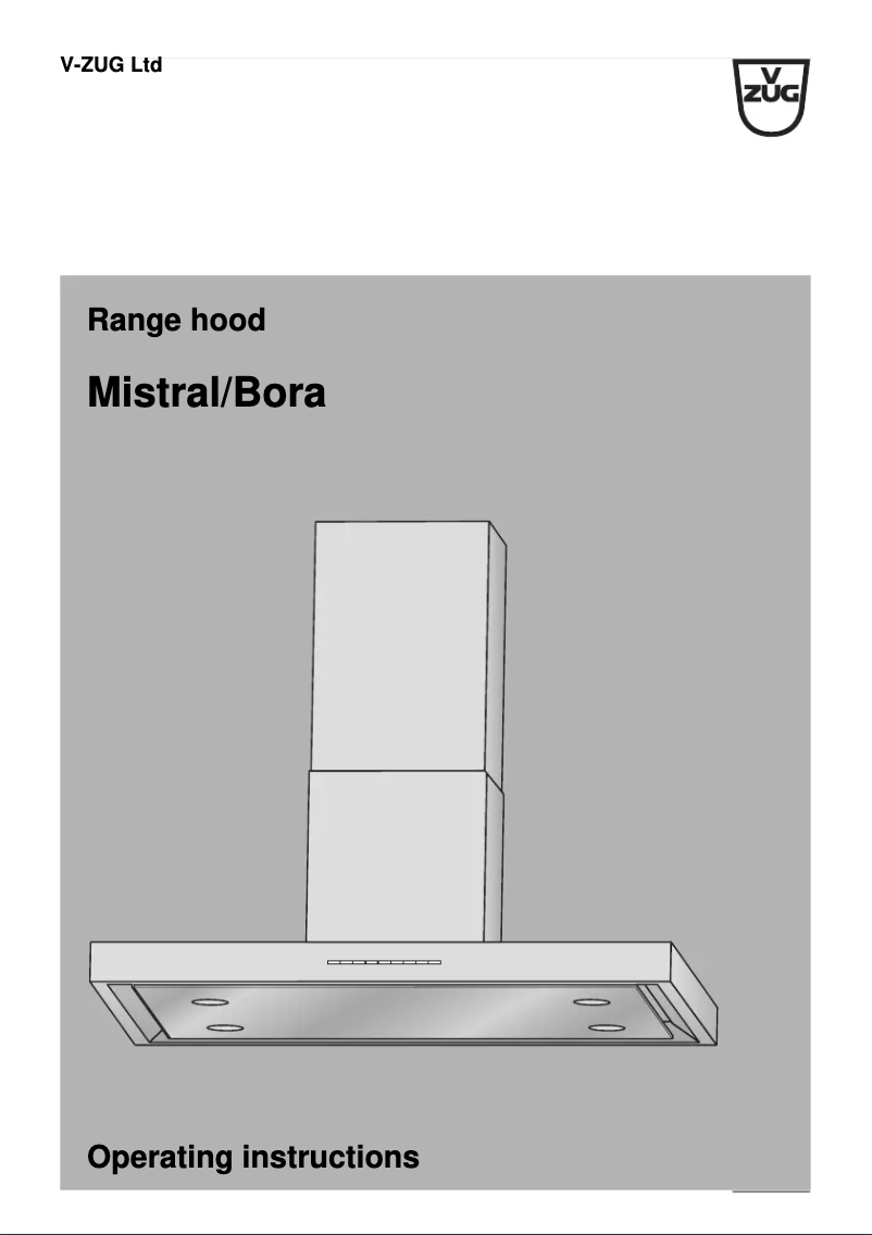 Page 1 of the manual User Manual V-Zug DW-Mistral 12