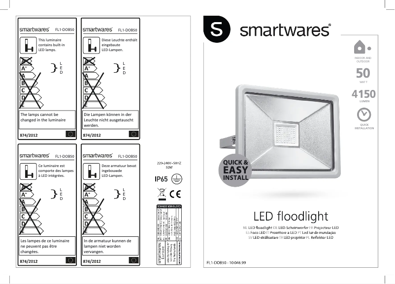 Page 1 de la notice Manuel utilisateur Smartwares 10.046.99