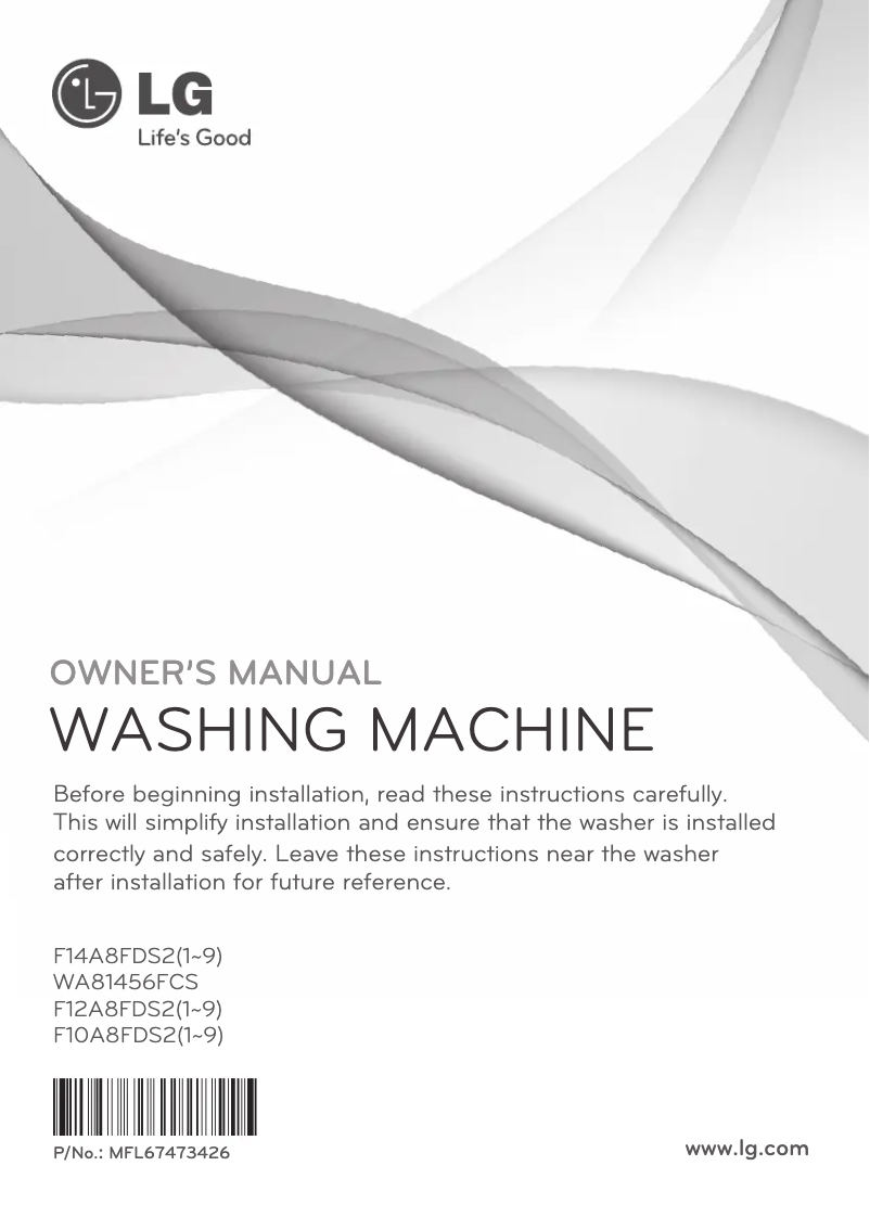 Page 1 de la notice Manuel utilisateur LG WA81456FCS