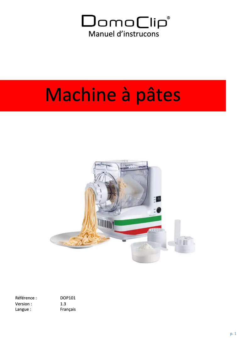 Page n°1 - Manuel utilisateur Domoclip DOP101