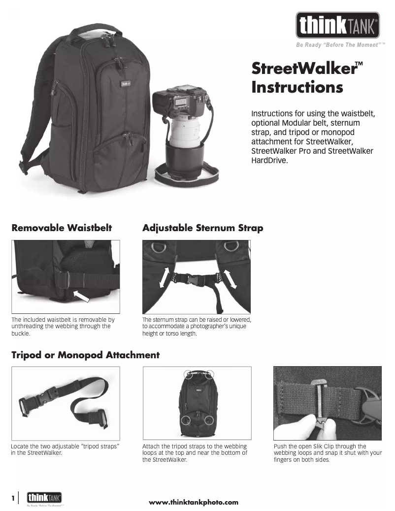 Page 1 de la notice Manuel utilisateur Think Tank StreetWalker