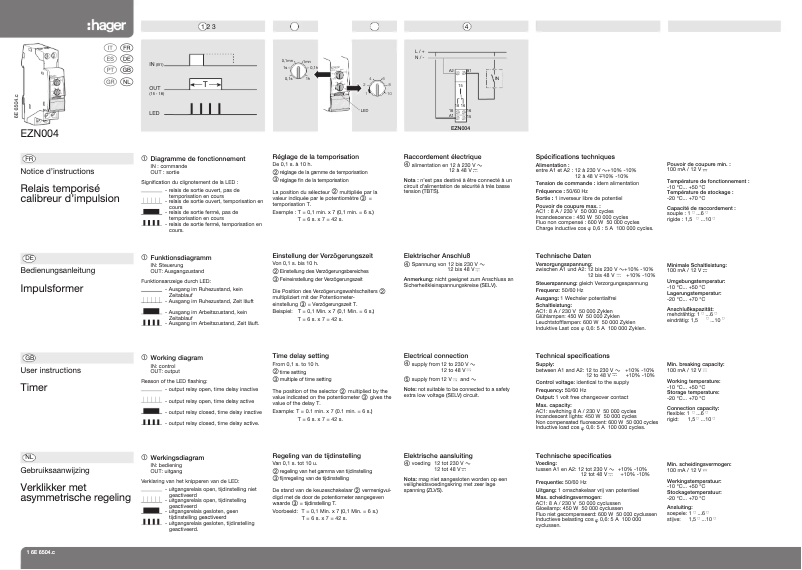 Page n°1 - Manuel utilisateur Hager EZN004