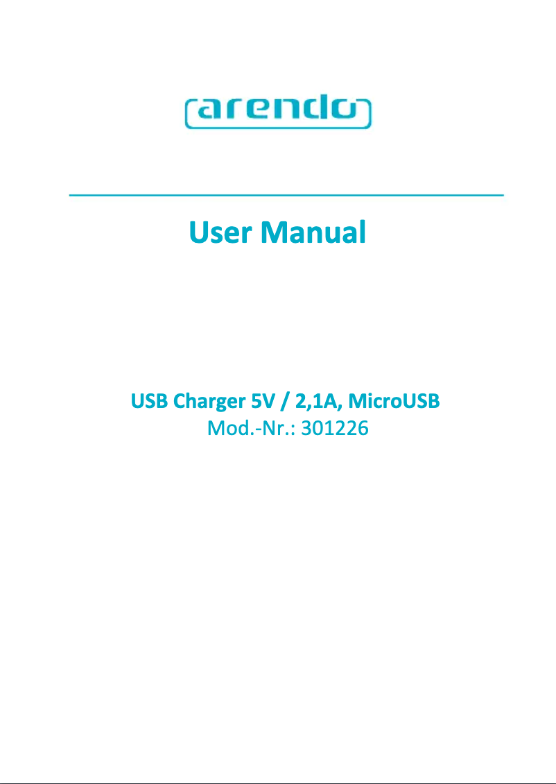 Page 1 de la notice Manuel utilisateur Arendo 301226