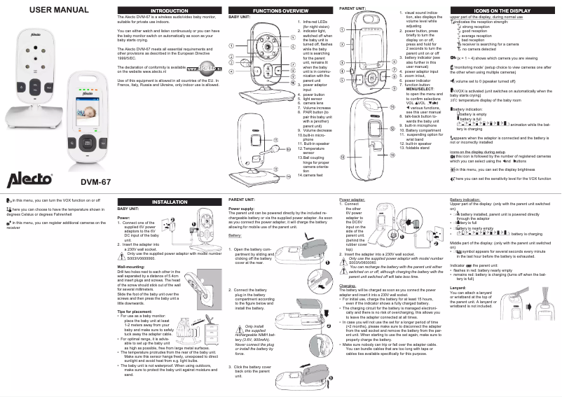 Page n°1 - Manuel utilisateur Alecto DVM-671
