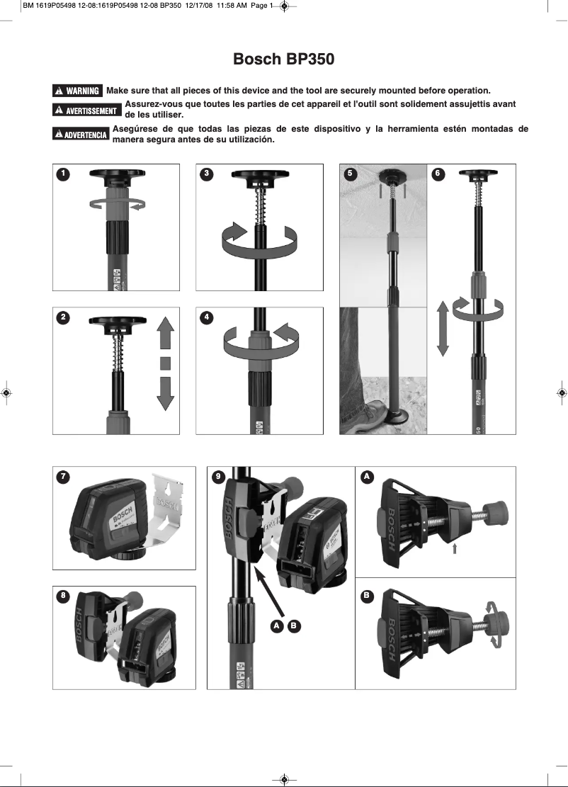 Page 1 de la notice Manuel utilisateur Bosch BP350