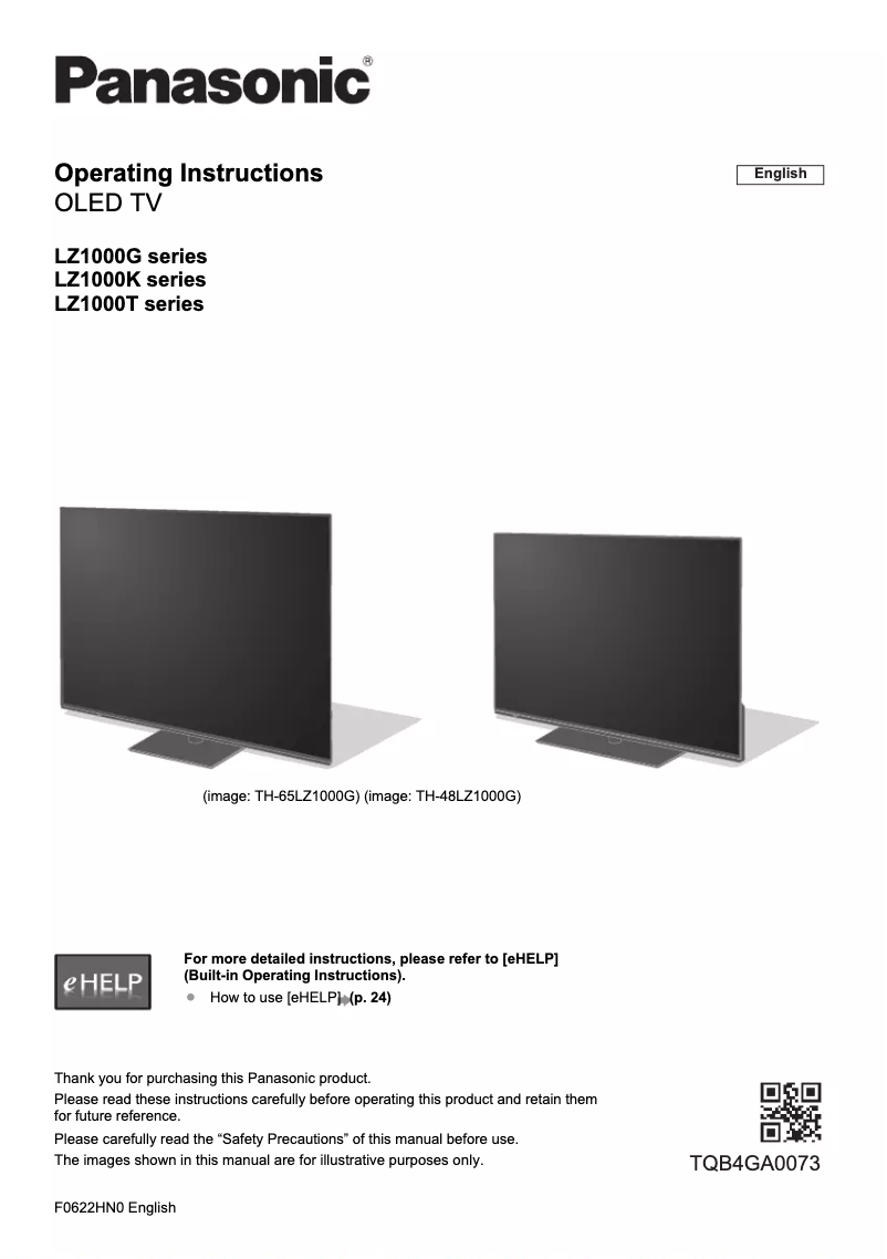 Page 1 de la notice Manuel utilisateur Panasonic TH-48LZ1000K