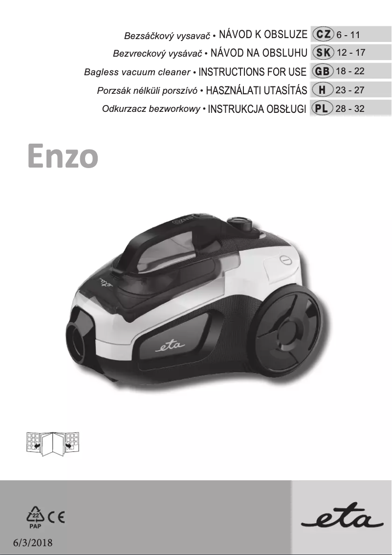 Page n°1 - Manuel utilisateur Eta Enzo 1514 90000