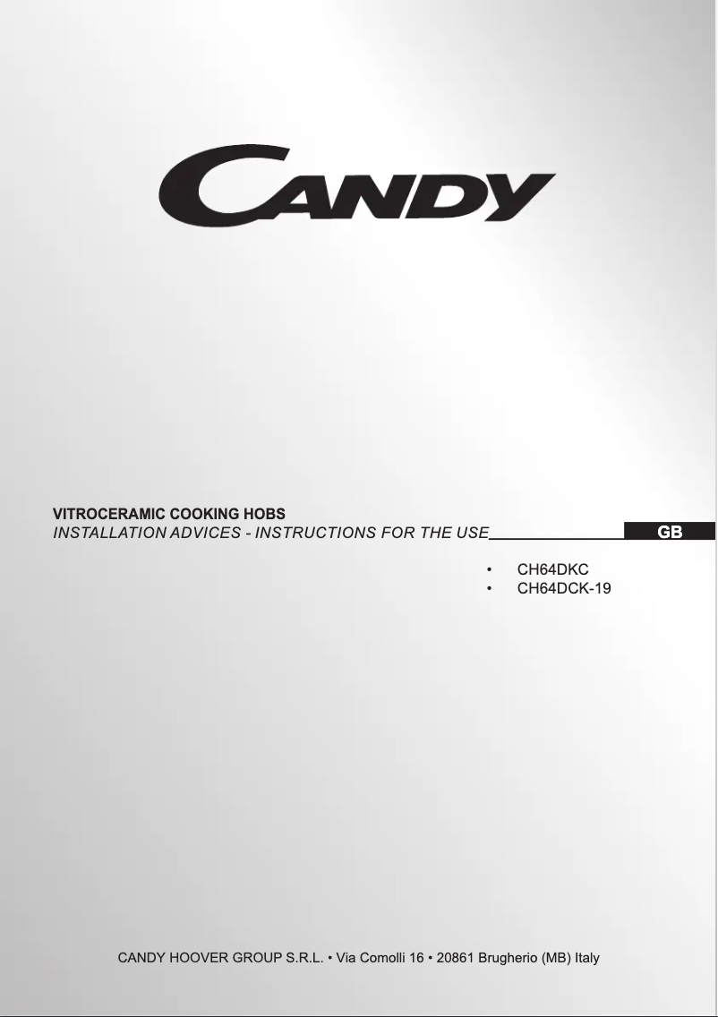Page n°1 - Manuel utilisateur Candy CH64DCK-19