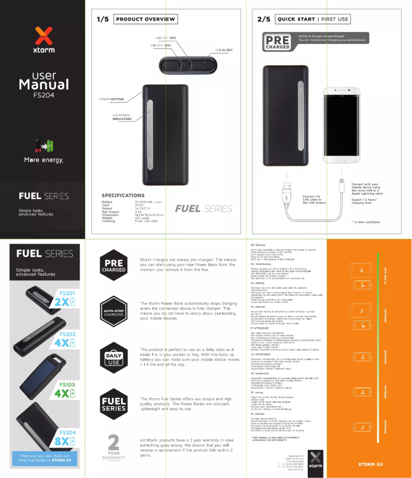 Page 1 de la notice Manuel utilisateur Xtorm Fuel FS204