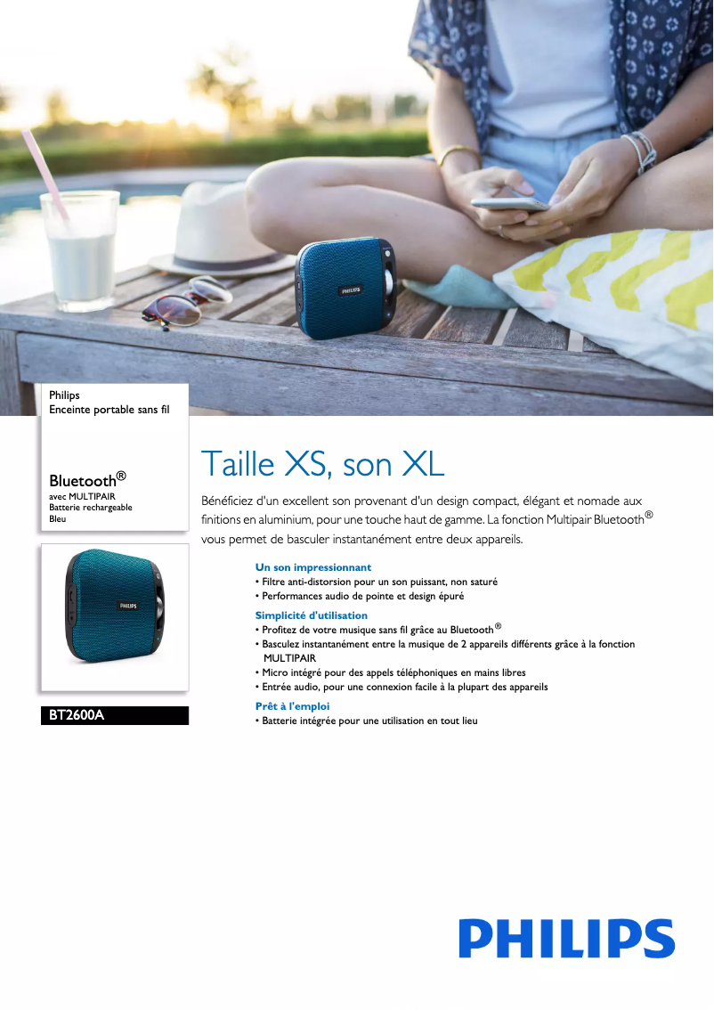Page 1 de la notice Fiche technique Philips BT2600A
