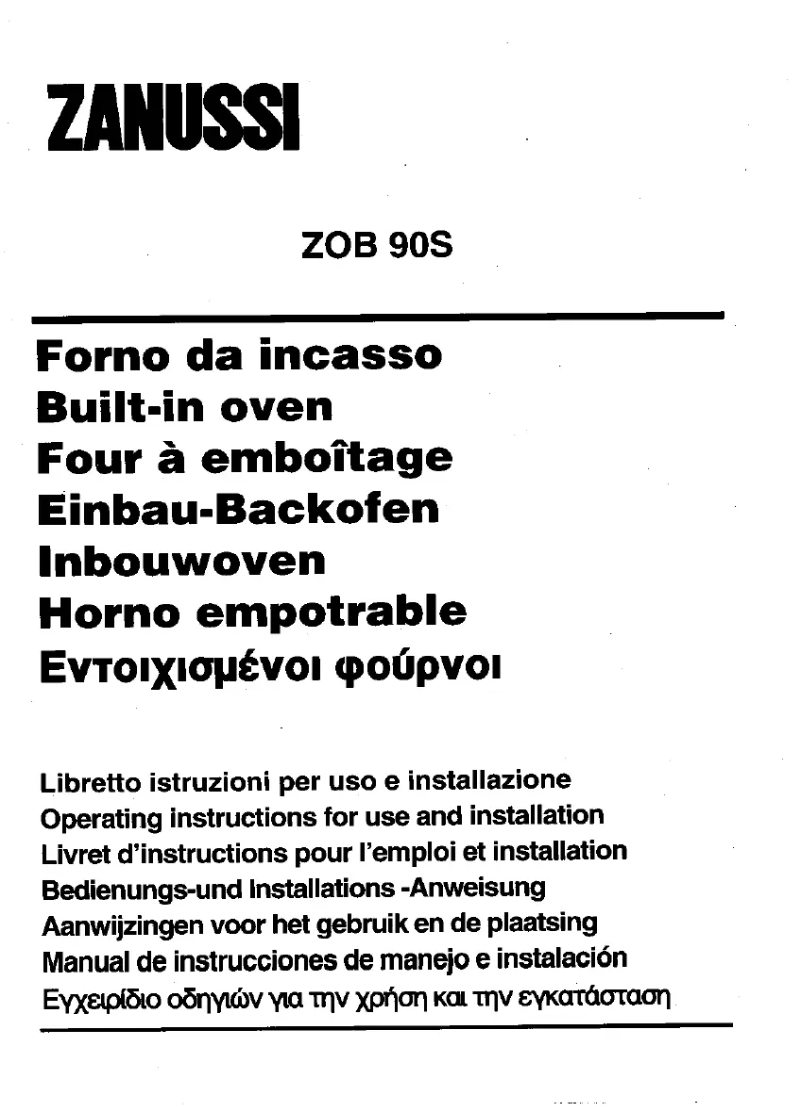 Page n°1 - Manuel utilisateur Zanussi ZOB 90S