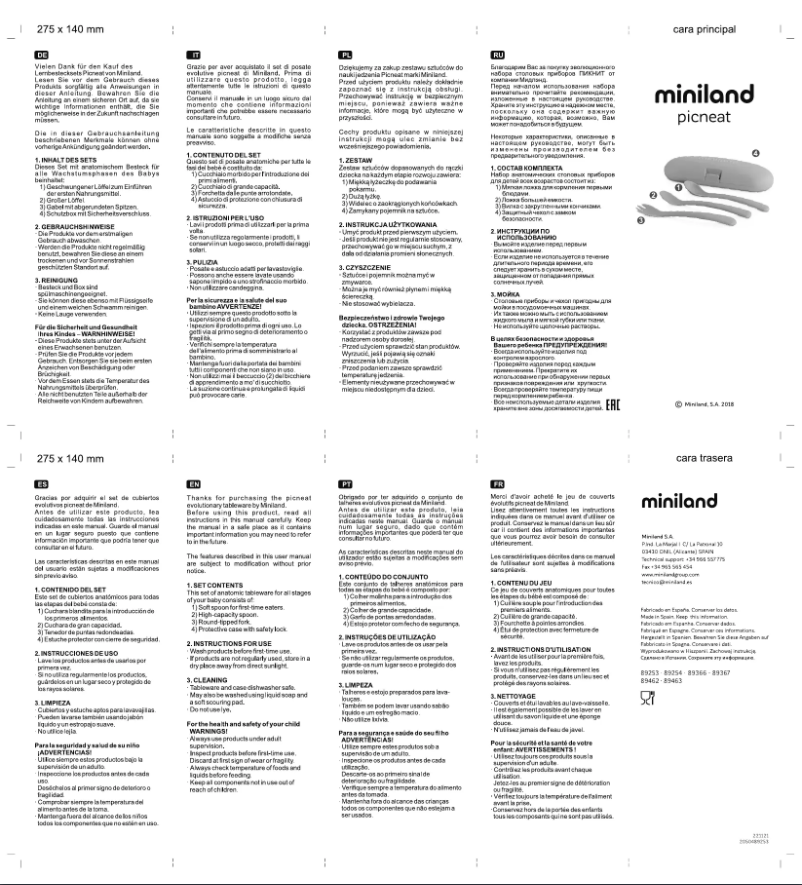 Página 1 del manual Manual de usuario Miniland Picneat Ocean 89462