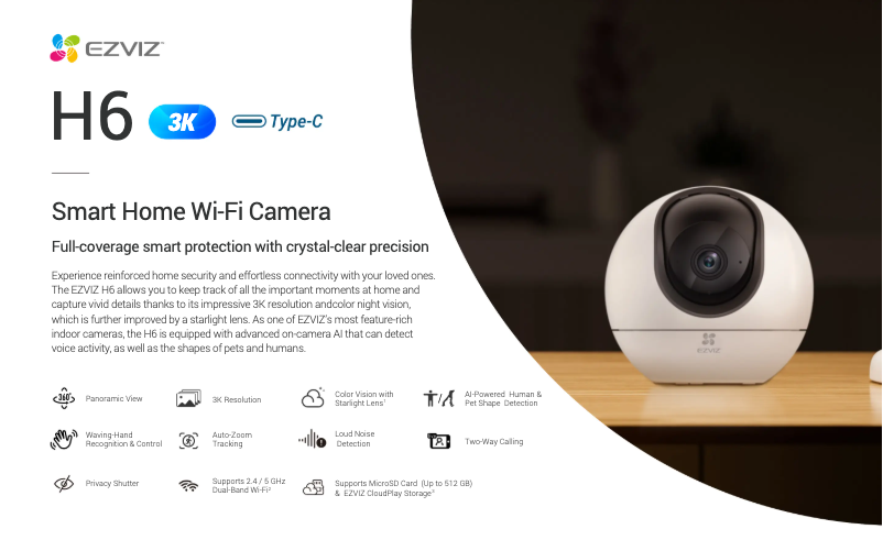 Page 1 de la notice Fiche technique EZVIZ H6