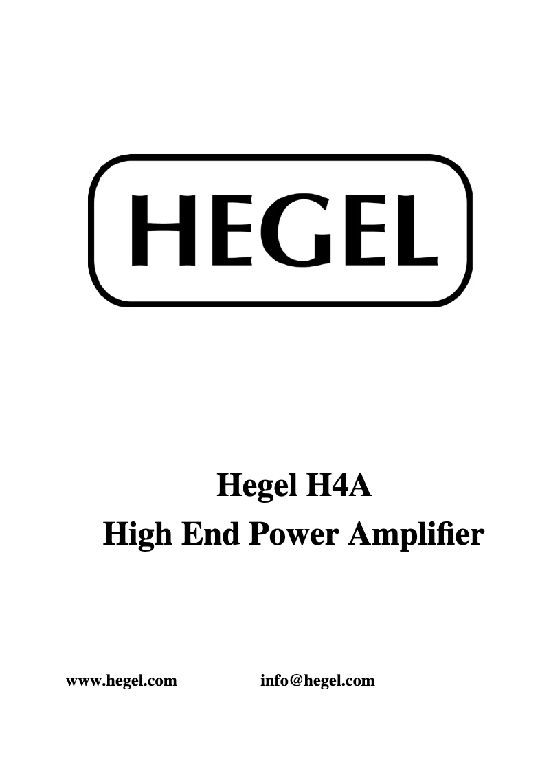Page n°1 - Manuel utilisateur Hegel H4A