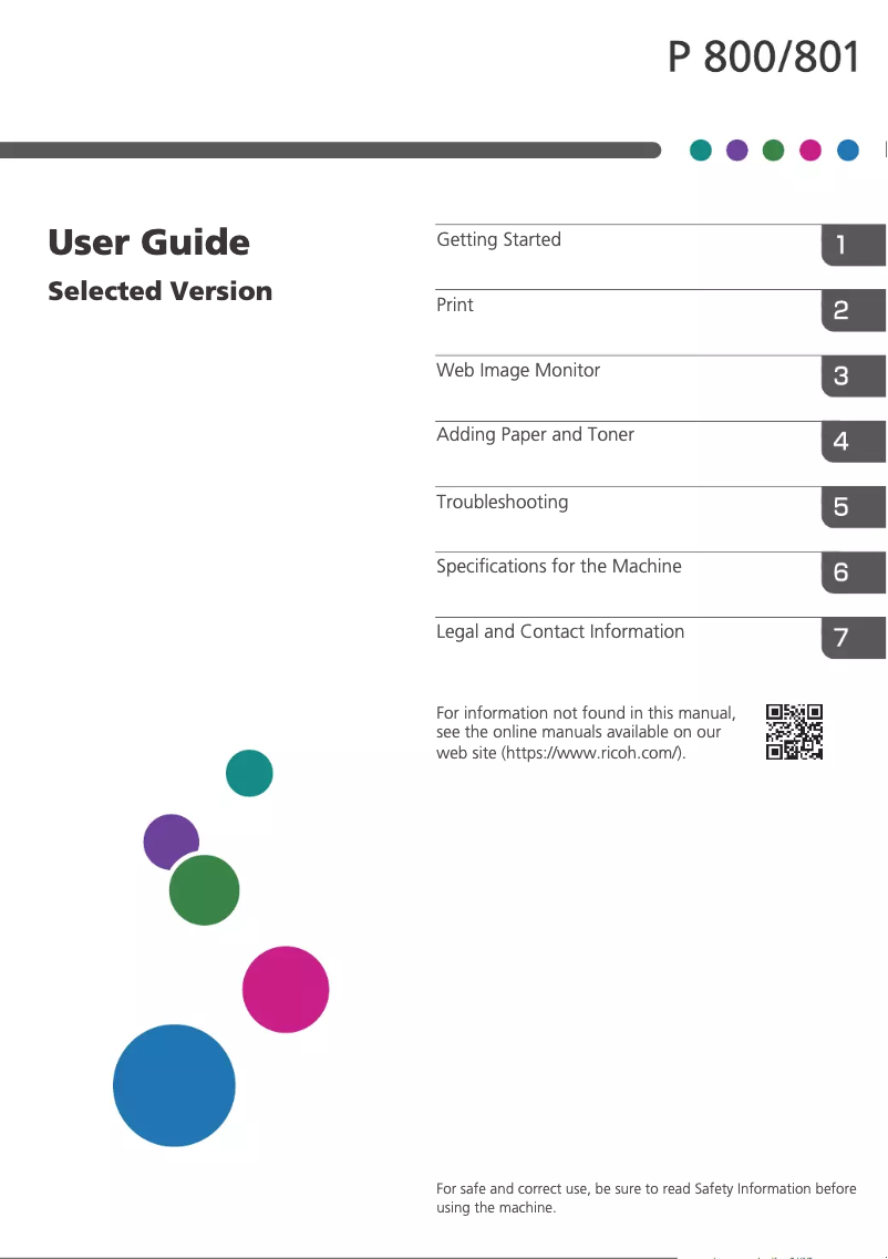 Página 1 del manual Manual de usuario Ricoh P 800