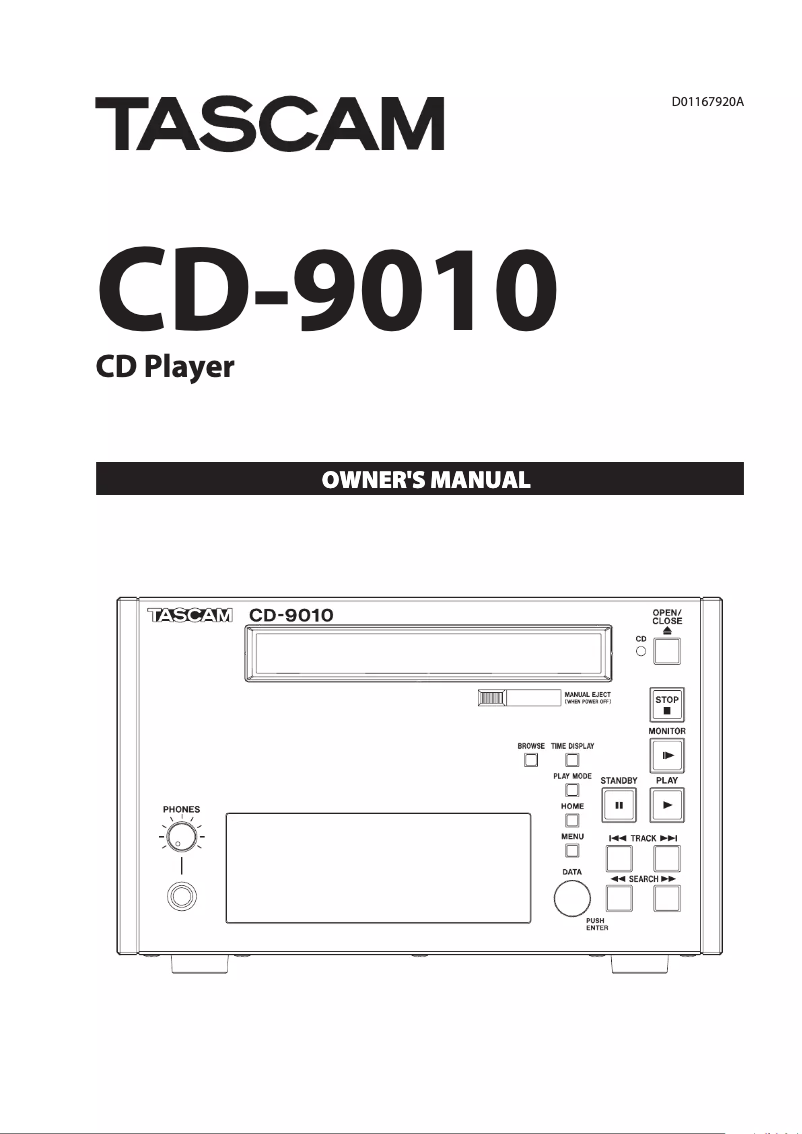 Page n°1 - Manuel utilisateur Tascam CD-9010CF