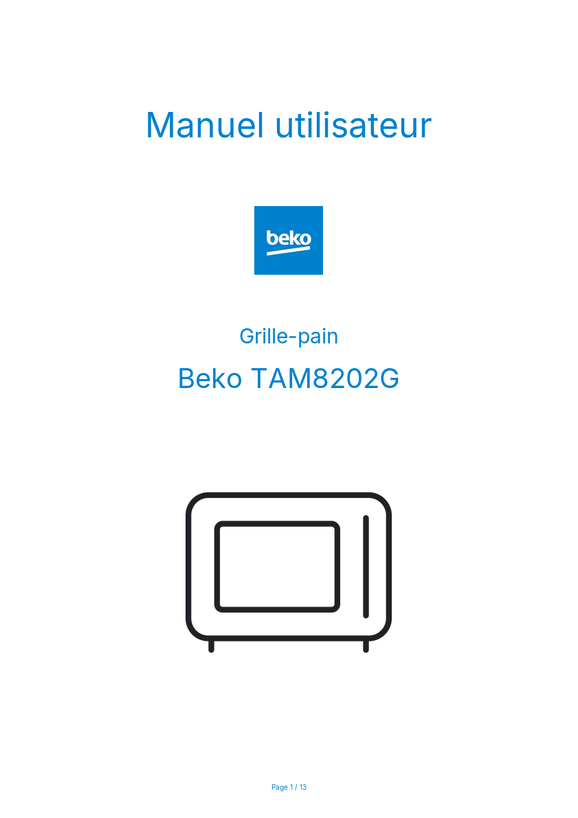 Image de la première page du manuel de l'appareil TAM8202G