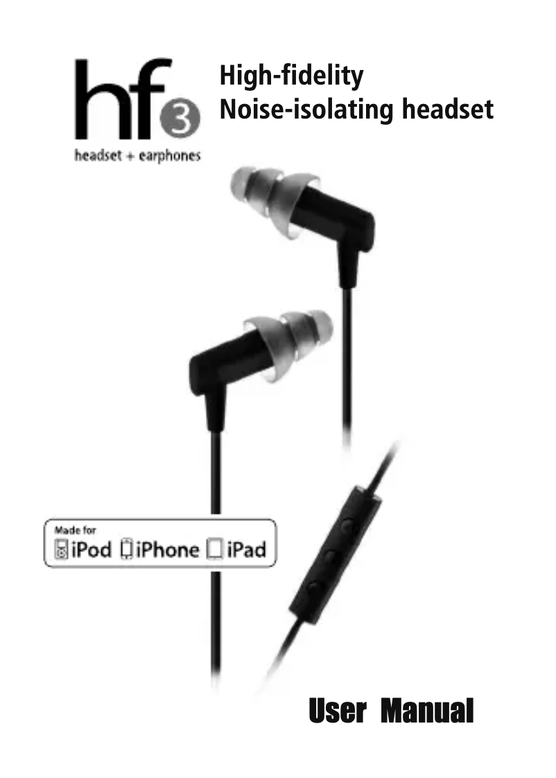 Page 1 de la notice Manuel utilisateur Etymotic hf3