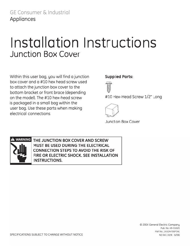 Page n°1 - Guide d'installation Americana ADW1000KWW