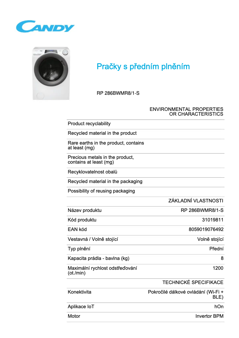 Image de la première page du manuel de l'appareil RP 286BWMR8/1-S