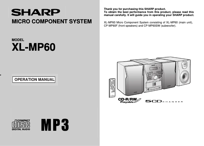 Page 1 de la notice Manuel utilisateur Sharp XL-MP60