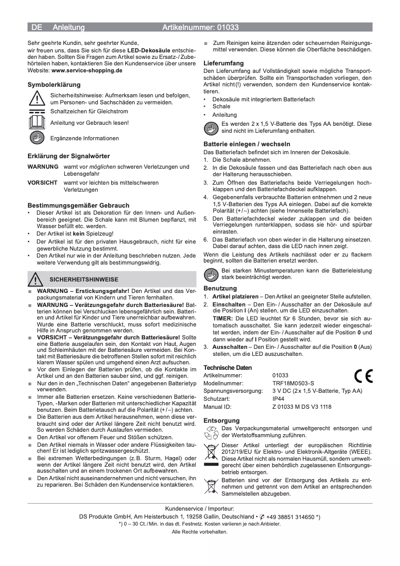 Page n°1 - Manuel utilisateur EasyMaxx 01033