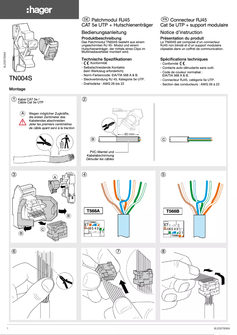 Page 1 de la notice Manuel utilisateur Hager TN004S