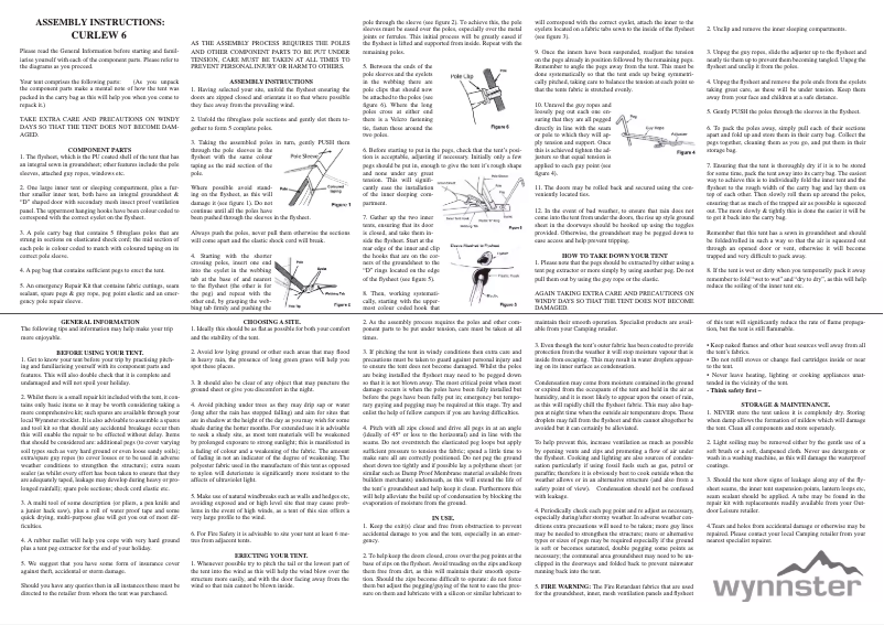 Page 1 de la notice Manuel utilisateur Wynnster Curlew 6
