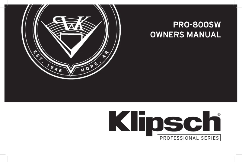 Page 1 de la notice Manuel utilisateur Klipsch PRO-800SW