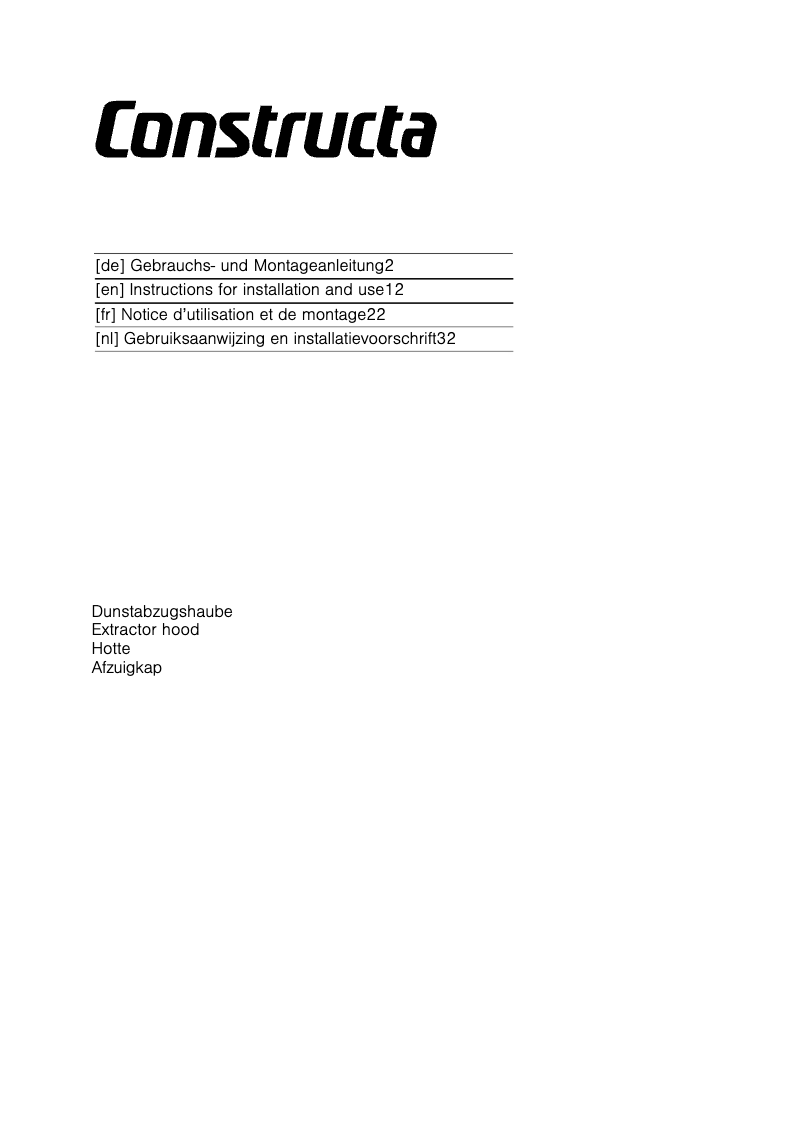 Page 1 de la notice Manuel utilisateur Constructa CD636252