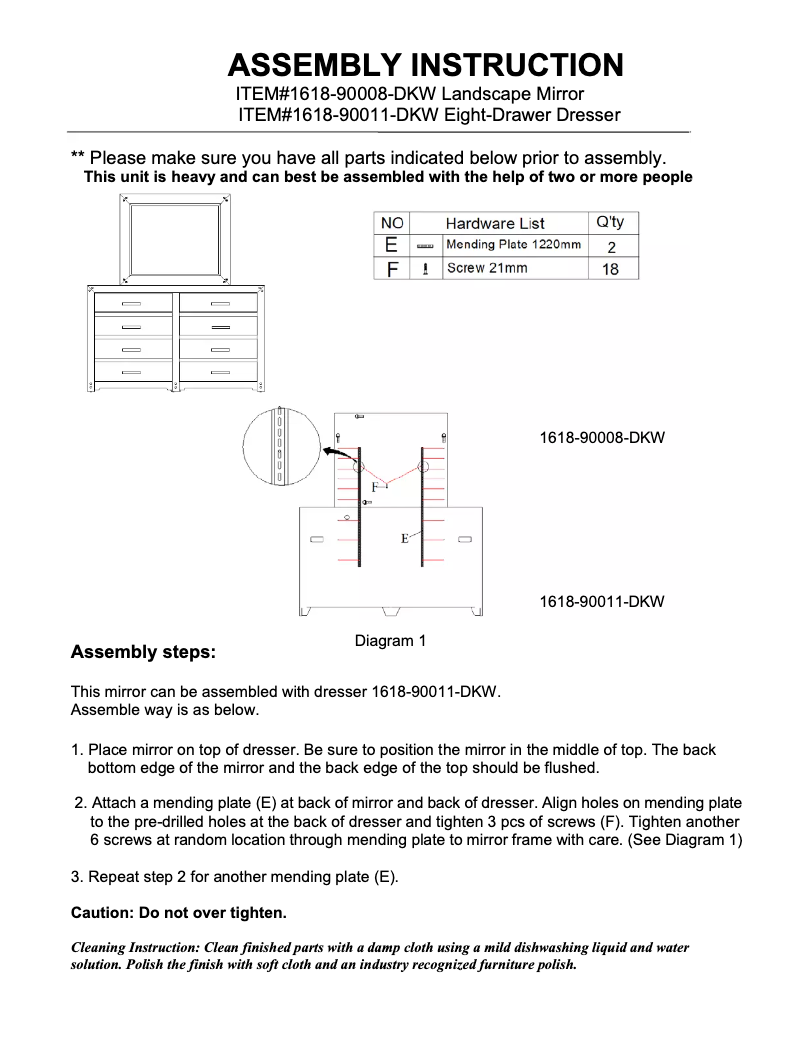 Page n°1 - Manuel utilisateur Hooker 1618-90008-DKW