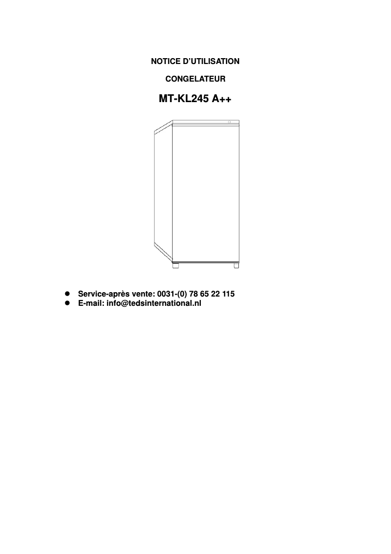Page 1 de la notice Manuel utilisateur Whiteline MT-KL245A