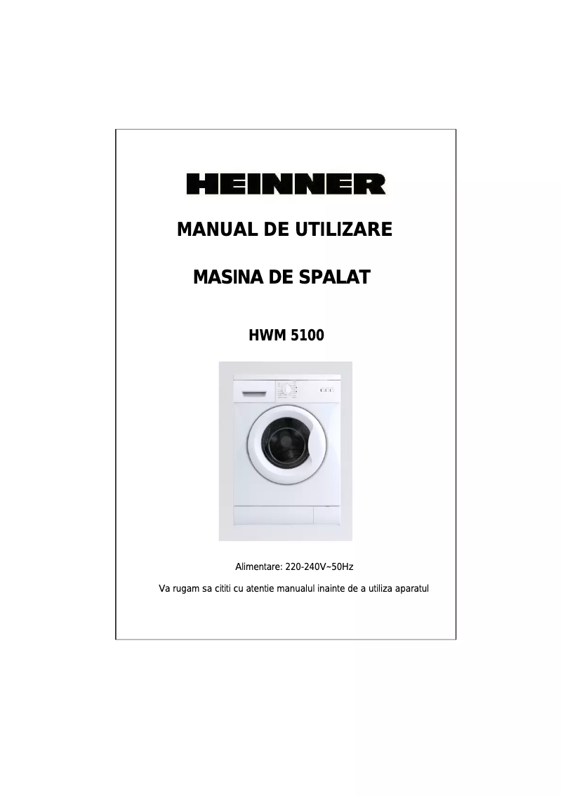 Page n°1 - Manuel utilisateur Heinner HWM-5100
